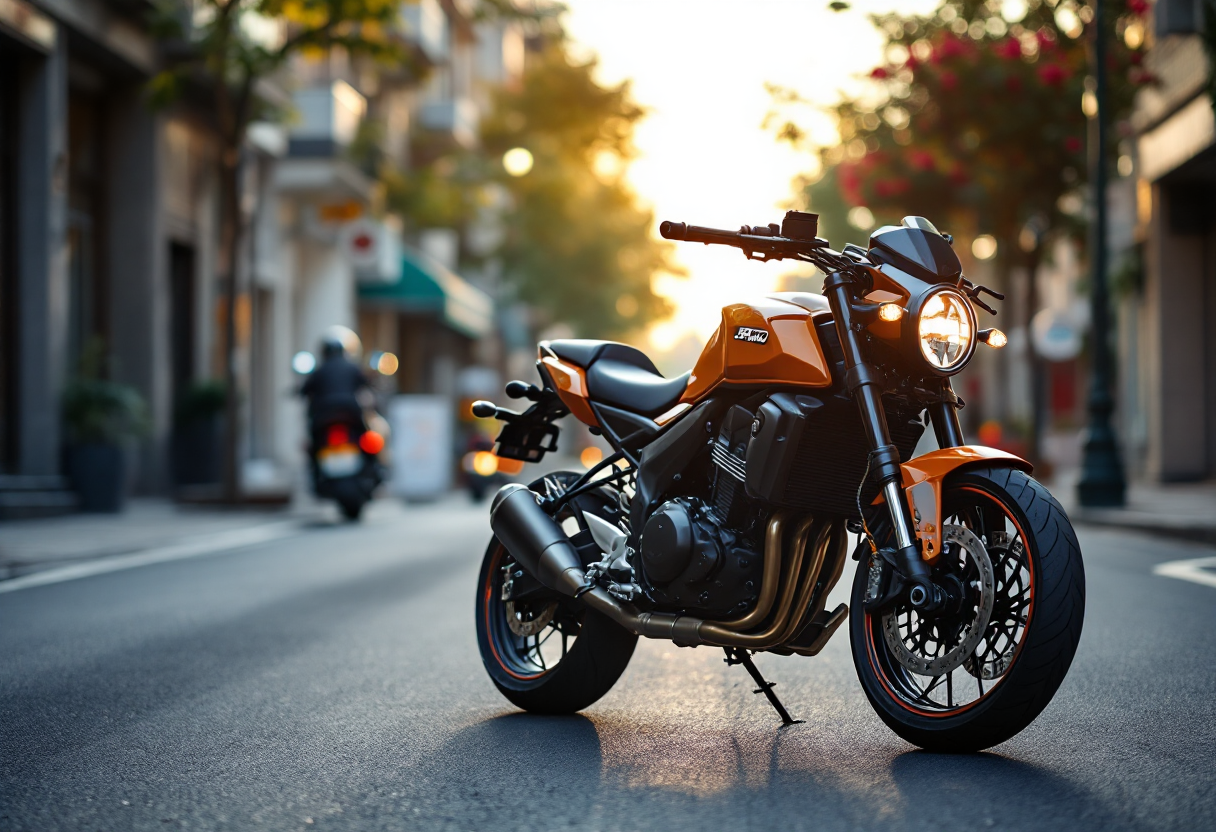 QJMotor SRK900 in esposizione con design accattivante