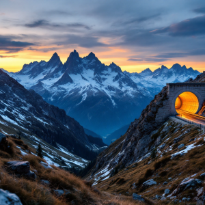 Vista del traforo del Colle di Tenda tra Italia e Francia