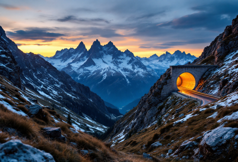 Vista del traforo del Colle di Tenda tra Italia e Francia