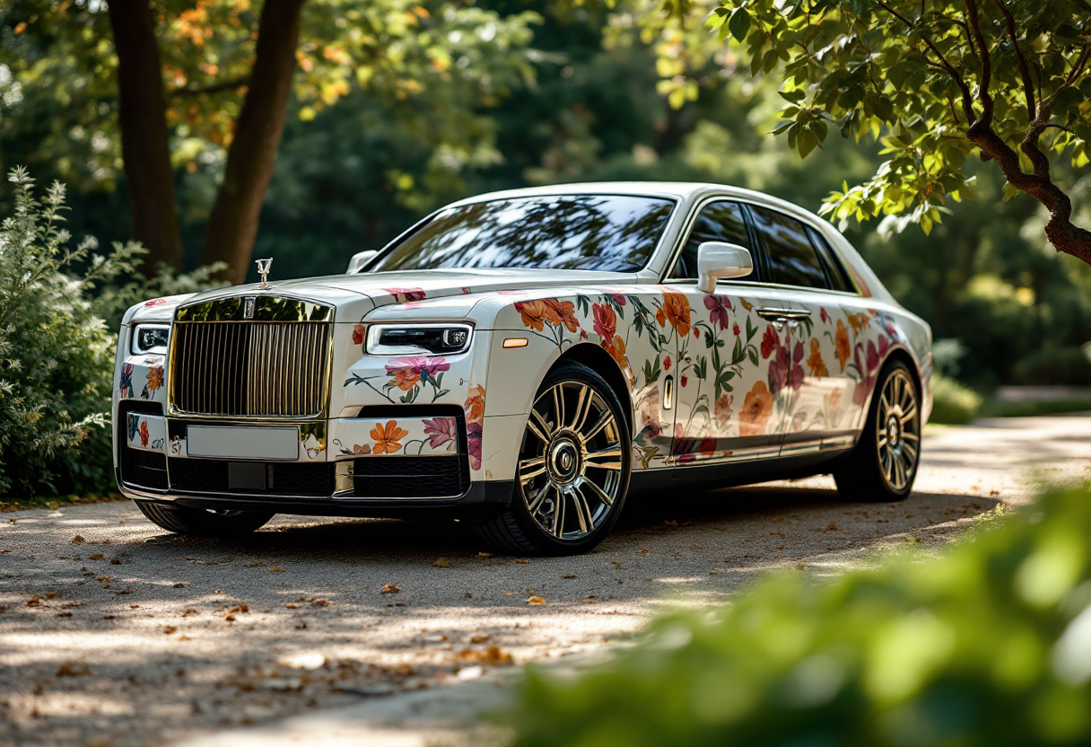 Rolls-Royce Spectre Velvet Orchid in un ambiente elegante