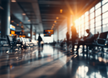 Viaggiatori in attesa durante uno sciopero negli aeroporti