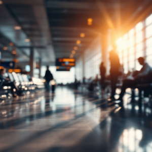 Viaggiatori in attesa durante uno sciopero negli aeroporti