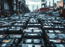 Batteria auto esausta pronta per lo smaltimento