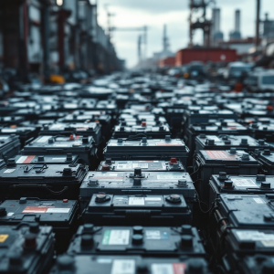 Batteria auto esausta pronta per lo smaltimento