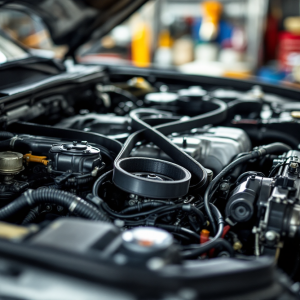 Cinghia servizi di un'auto moderna in fase di sostituzione
