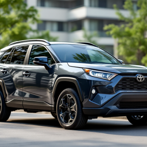 Nuova generazione di Toyota RAV4 in un paesaggio urbano