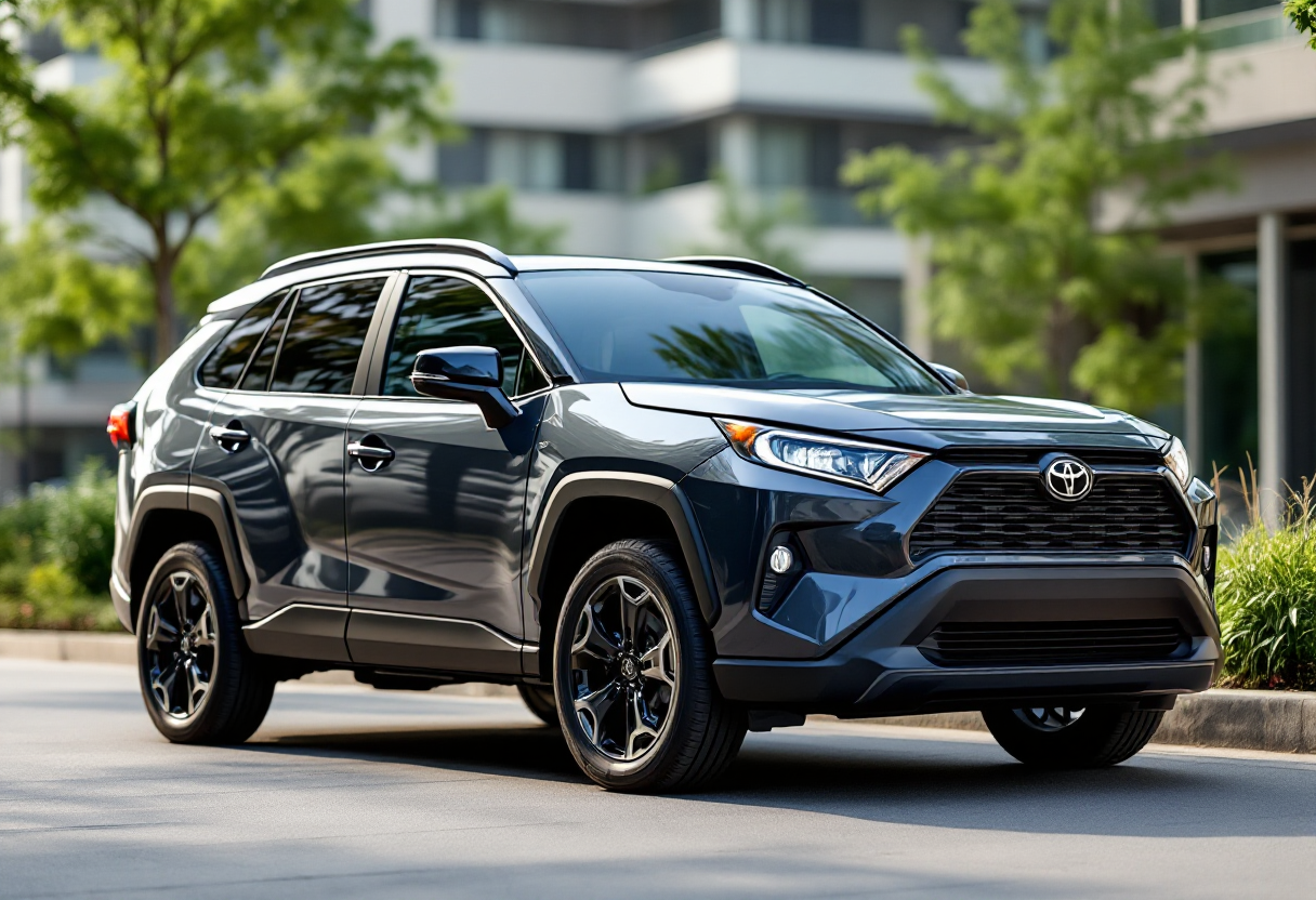 Nuova generazione di Toyota RAV4 in un paesaggio urbano