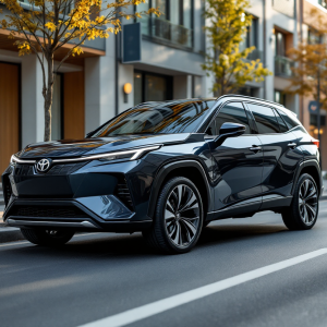 Toyota bZ4X Touring 2025 in un paesaggio urbano