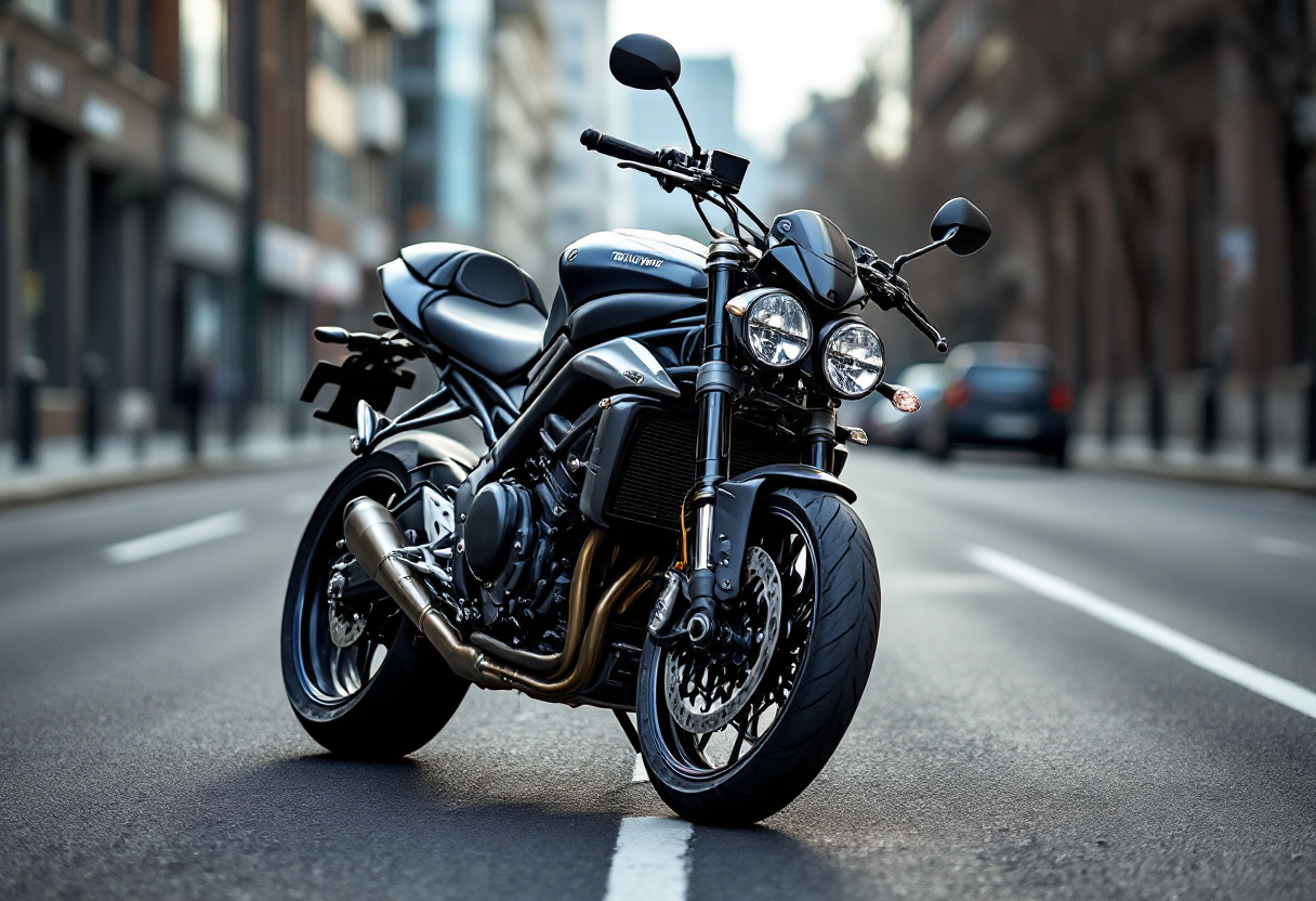 Triumph Speed Triple 1200 RX in un ambiente urbano