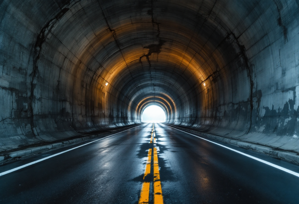 Vista del tunnel del Gran San Bernardo in montagna