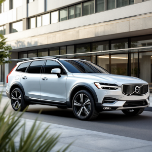 Volvo XC70 ibrido plug-in in un paesaggio urbano