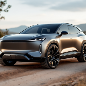 iCaur SUV elettrico cinese in un paesaggio urbano
