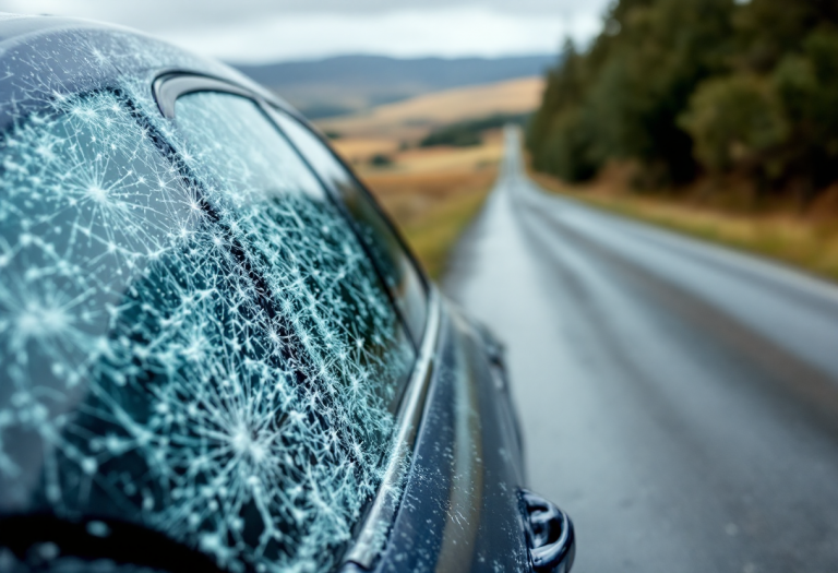 Auto protetta da danni da grandine con copertura assicurativa