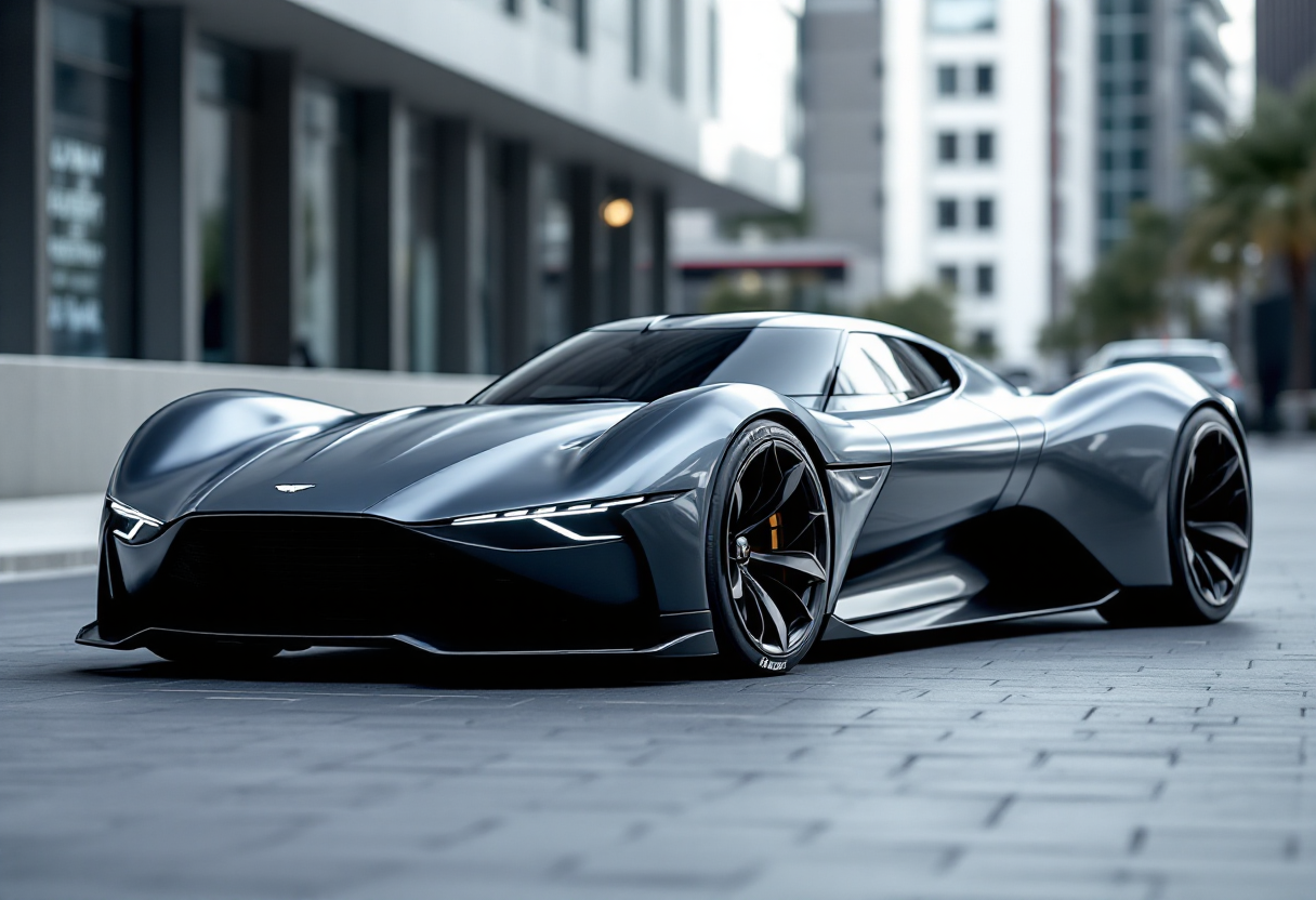 Aston Martin Valkyrie e modello Lego in esposizione