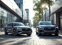 Audi Q5 e-Hybrid e Sportback in un paesaggio urbano