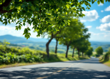 Viaggiatore che fa autostop in Italia lungo una strada