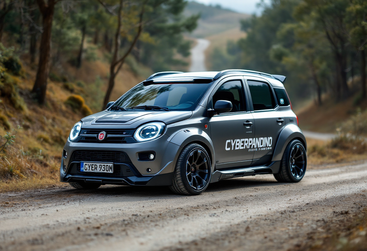 Fiat Panda trasformata in auto da rally Cyberpandino