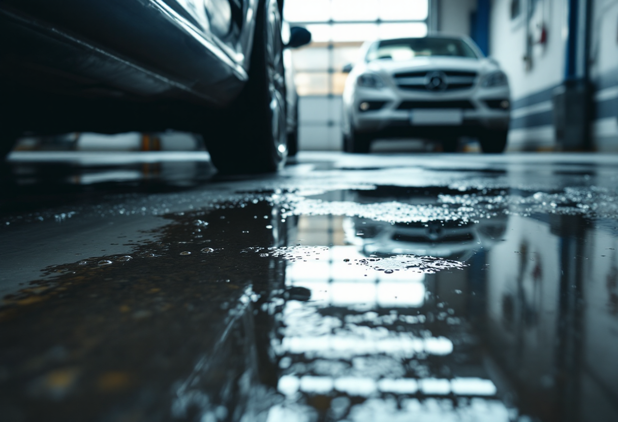 Auto con infiltrazioni d'acqua visibili