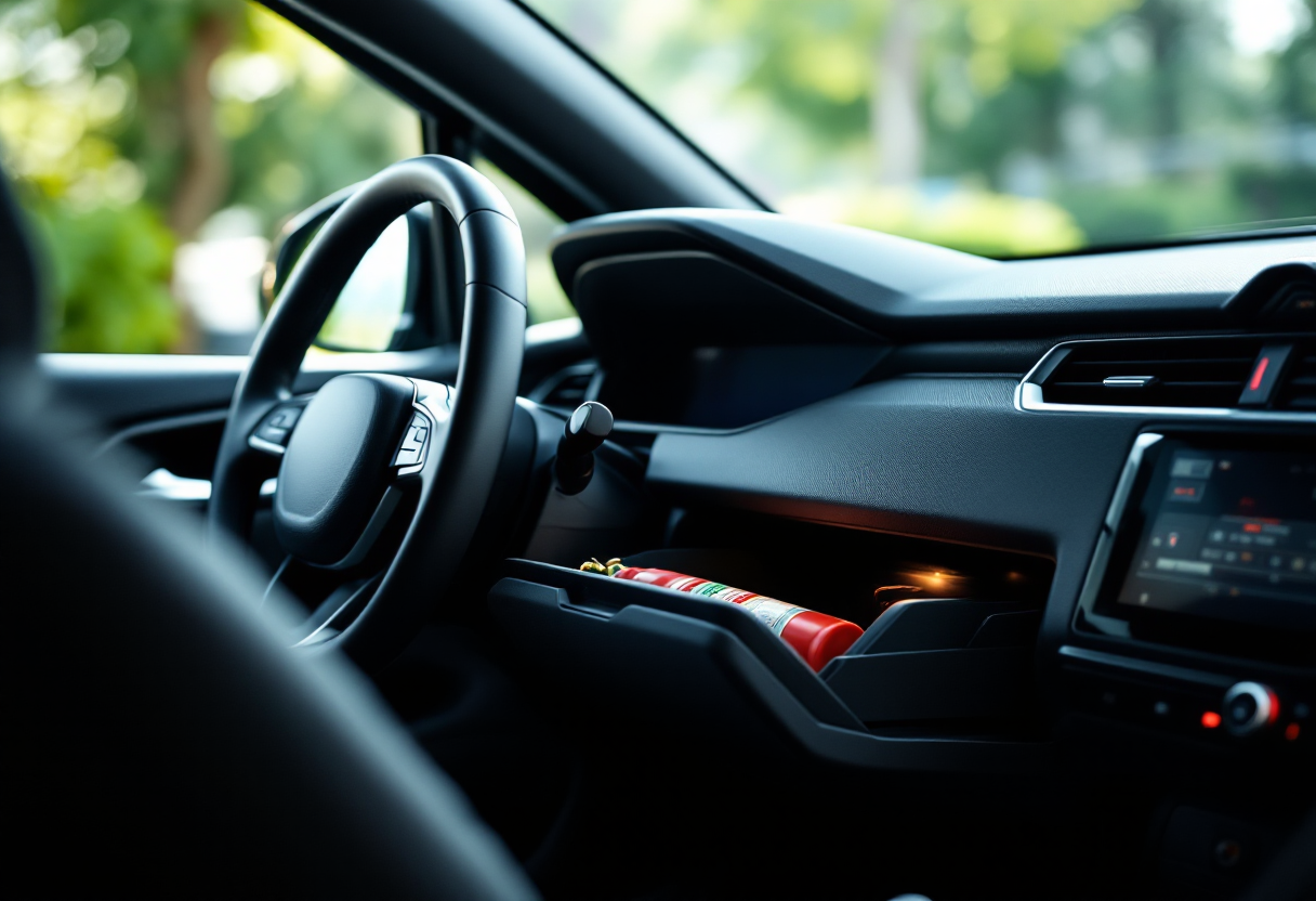 Estintore in auto pronto per emergenze