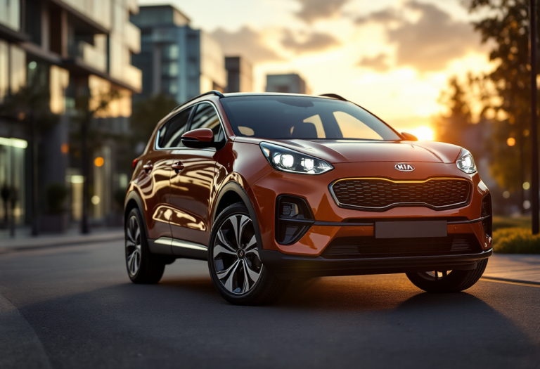 Kia Sportage 2025 in un paesaggio urbano moderno