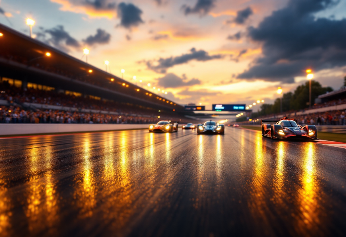 Immagine della 24 Ore di Le Mans 2025 con auto da corsa