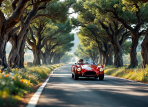 Auto storiche in corsa durante la 1000 Miglia