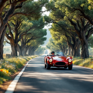 Auto storiche in corsa durante la 1000 Miglia