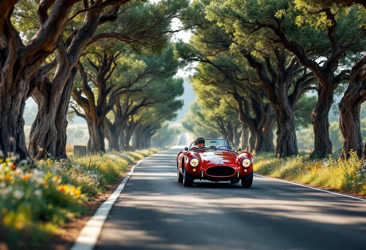 Auto storiche in corsa durante la 1000 Miglia