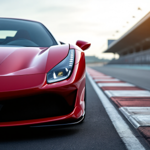 Lewis Hamilton accanto alla Ferrari F80 in pista