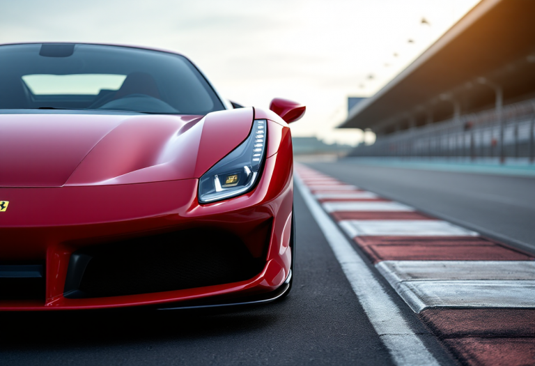Lewis Hamilton accanto alla Ferrari F80 in pista