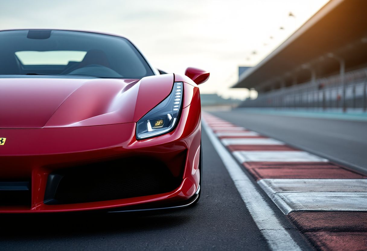 Lewis Hamilton accanto alla Ferrari F80 in pista