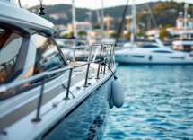 Yacht di lusso dei piloti di Formula 1 in un porto