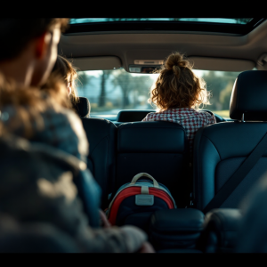 Bambino che si sente male in auto durante un viaggio