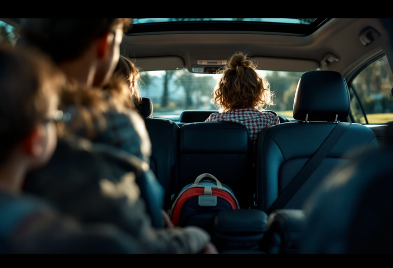 Bambino che si sente male in auto durante un viaggio