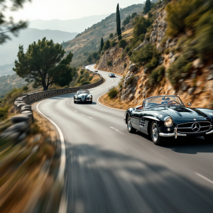 Auto storiche in corsa durante la Mille Miglia