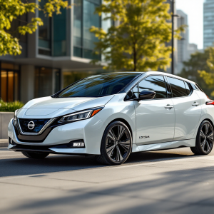 Nissan Leaf 2025 in un ambiente urbano moderno
