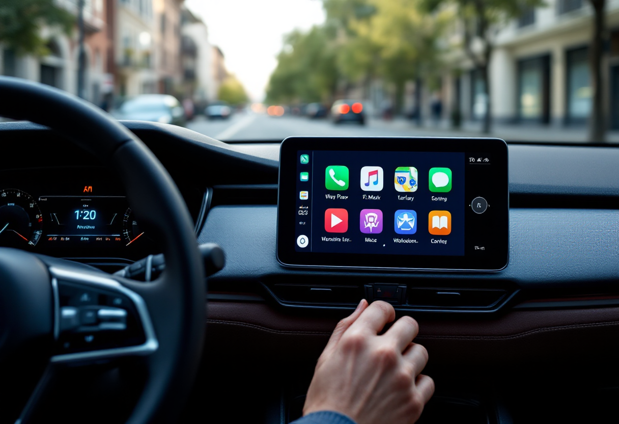 Screenshot delle nuove funzionalità di CarPlay e Maps in iOS 26