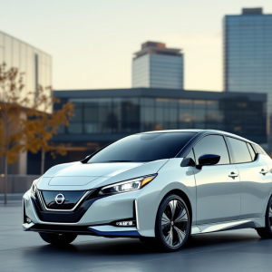 Nissan Leaf 2025 in un ambiente urbano moderno