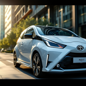 Toyota Aygo X Hybrid in movimento in città