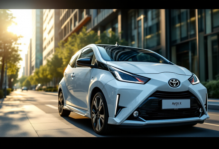 Toyota Aygo X Hybrid in movimento in città