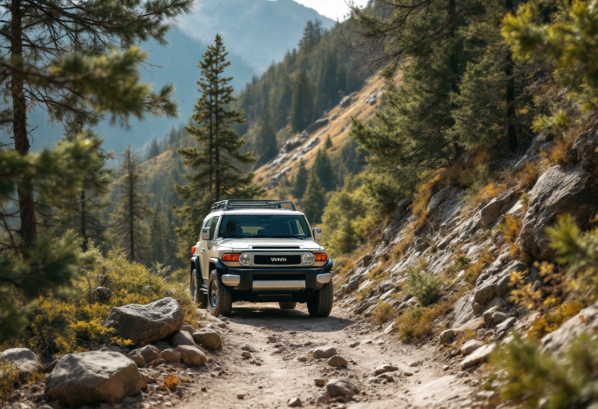 Toyota FJ Cruiser in azione su un sentiero off-road