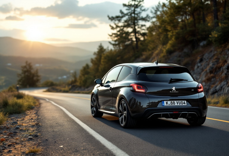 Peugeot E-208 GTi in un ambiente urbano moderno