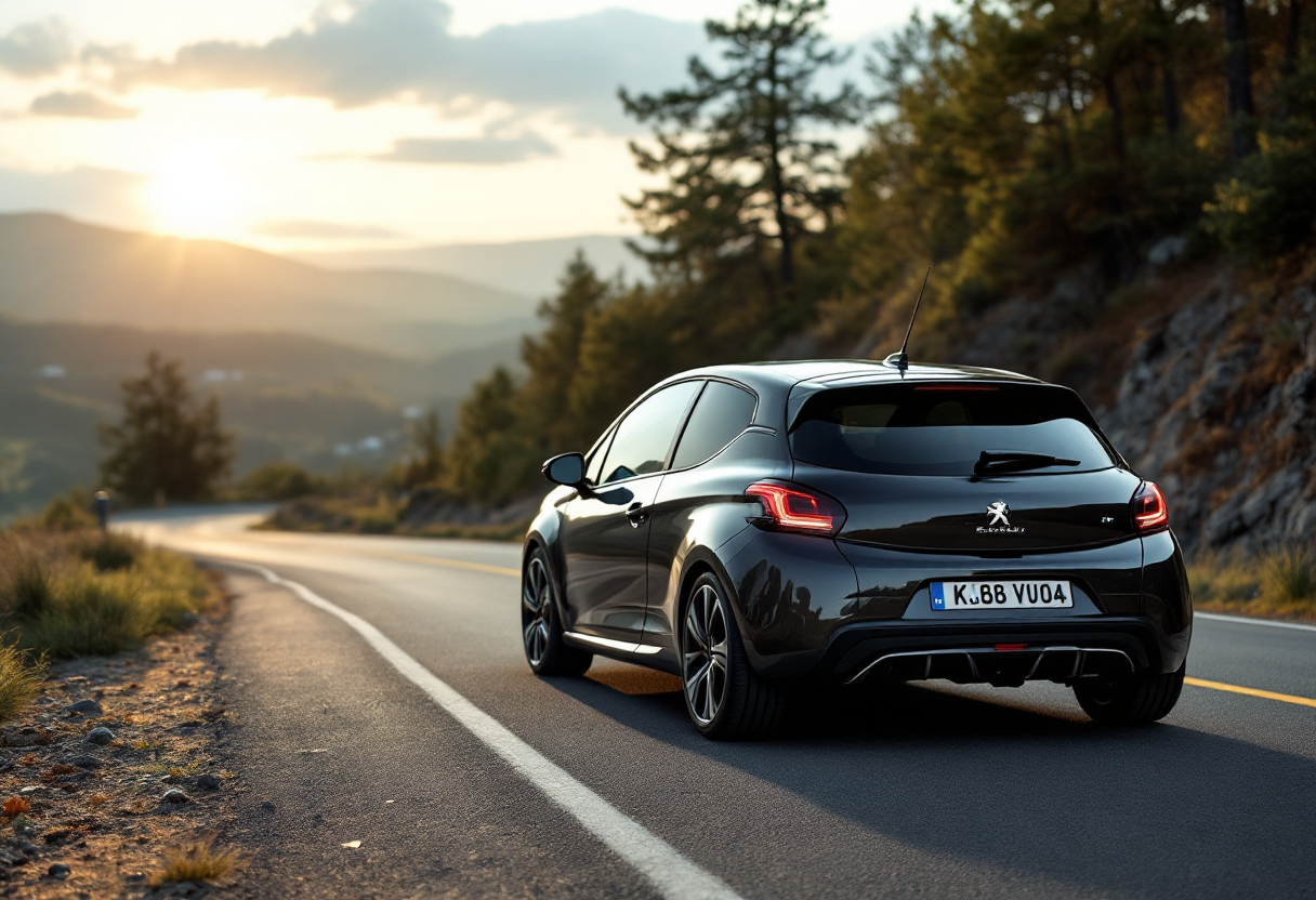 Peugeot E-208 GTi in un ambiente urbano moderno