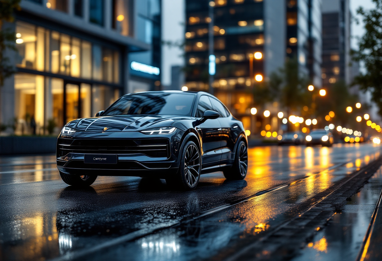 Porsche Cayenne elettrica in azione su pista