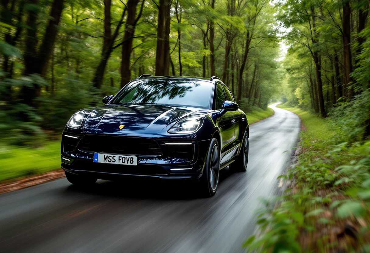 Porsche Macan elettrica durante il test dell'alce