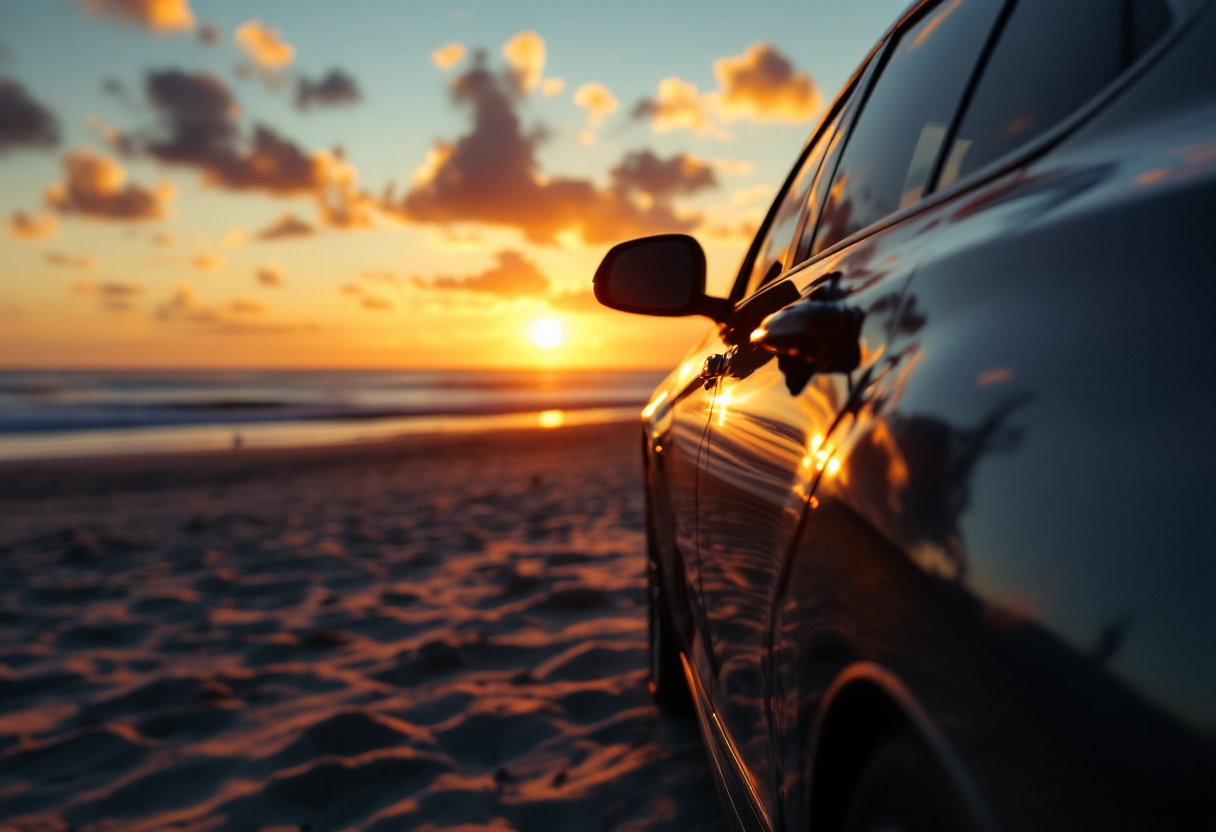 Auto protetta dal sole con copertura estiva
