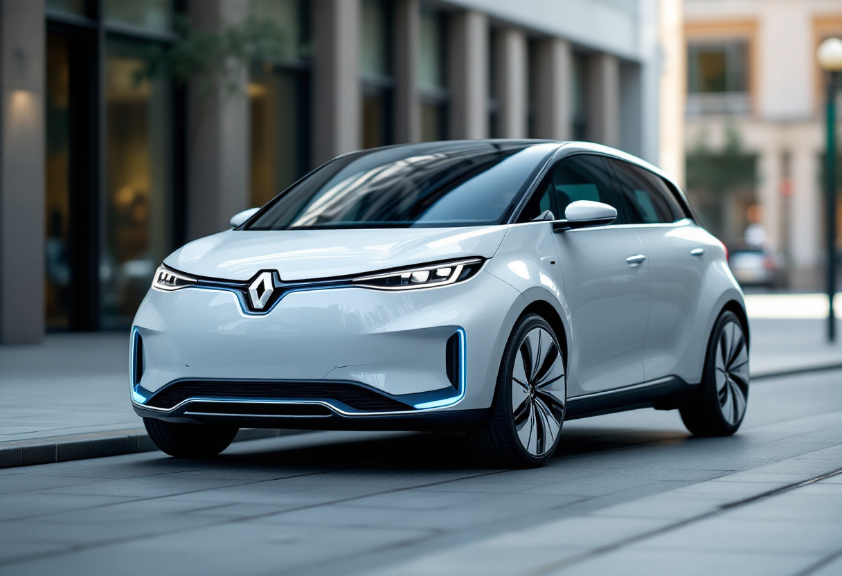 Renault 5 E-Tech Electric Five in un ambiente urbano