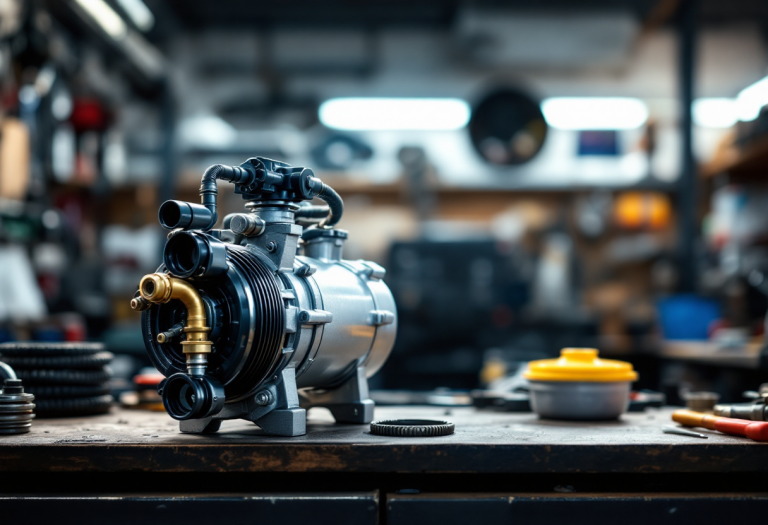 Compressore del climatizzatore auto guasto con segni di usura