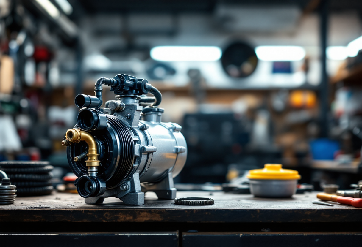Compressore del climatizzatore auto guasto con segni di usura