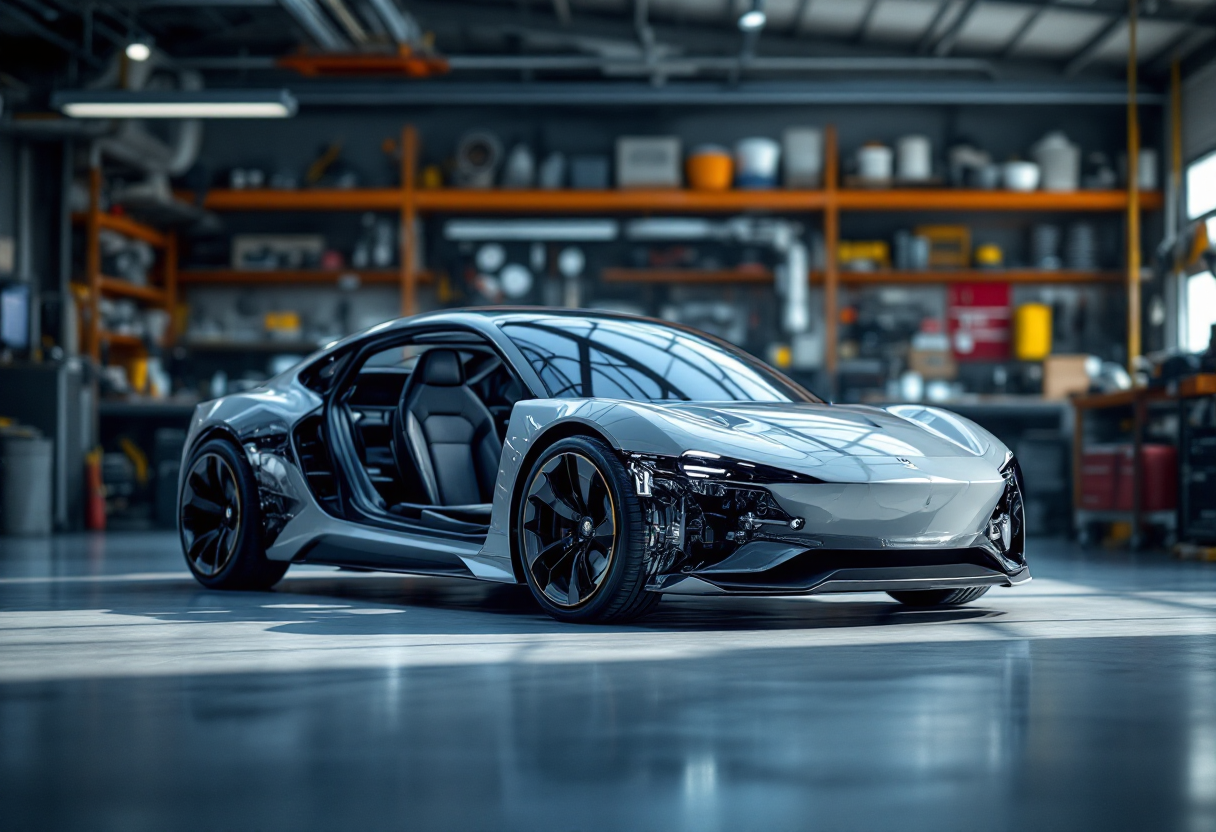 BMW i4 in fase di riparazione elettrica